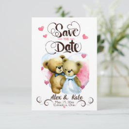Funny Bear Couple Wedding Save The Date