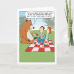 Funny Bear Crashing a Picnic Birthday Karte<br><div class="desc">Hier ist eine unglaublich witzig Cartoon-Geburtstagskarte mit einem Bären, der das Picknick eines Paares abstürzt und ein hübsches Angebot macht: Gib mir die Sandwiches und du kannst deinen Lieblingsfuß behalten. Vielen Dank für die Auswahl dieses originalen Design von © Chuck Ingwersen. Ich bin ein unabhängiger Künstler und schreibe fast jeden...</div>