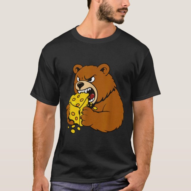 Funny Bear Eating Cheese Illustration For Food Lov T-Shirt (Vorderseite)