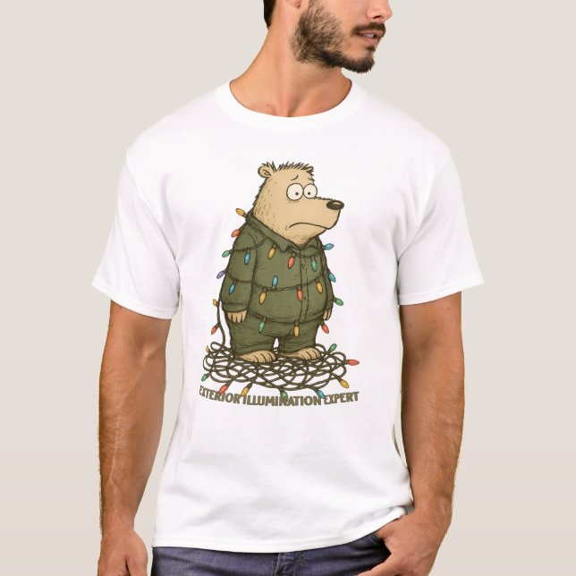 Funny bear exterior illumination expert tangled  T-Shirt (Vorderseite)
