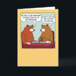 Funny Bear Full of Fish Sticks Birthday Karte<br><div class="desc">This funny birthday card features one bear who wants to go dancing and the other who is too full of fish sticks to move. 

Thanks for choosing this original design by © Chuck Ingwersen and supporting me — an independent artist! I post cartoons every day on Instagram: https://www.instagram.com/captainscratchy</div>