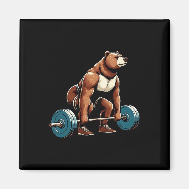 Funny Bear Lifting Weight Bodybuilding Workout Gy Magnet (Vorne)