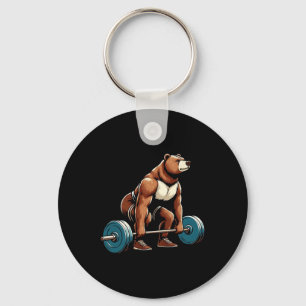 Funny Bear Lifting Weight Bodybuilding Workout Gy Schlüsselanhänger