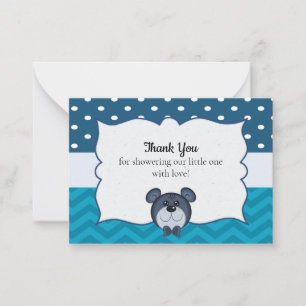 Funny Bear On Zigzag Baby shower Merci Cartes