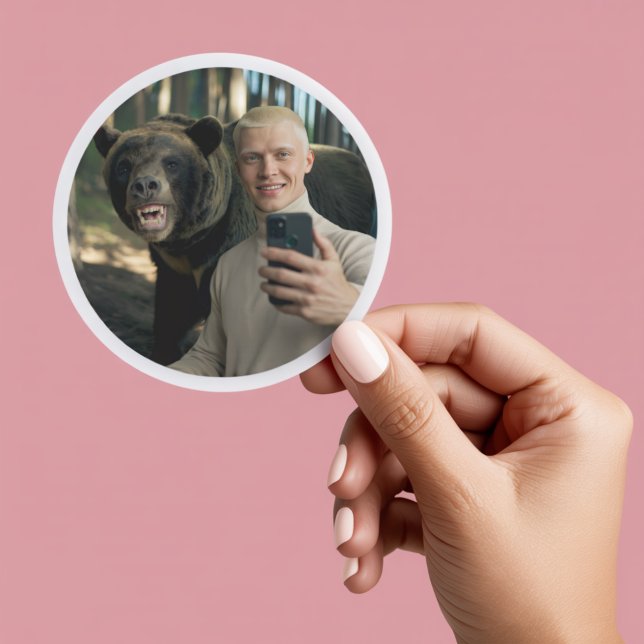 Funny Bear Selfie Custom Sticker - Trending Now (Von Creator hochgeladen)