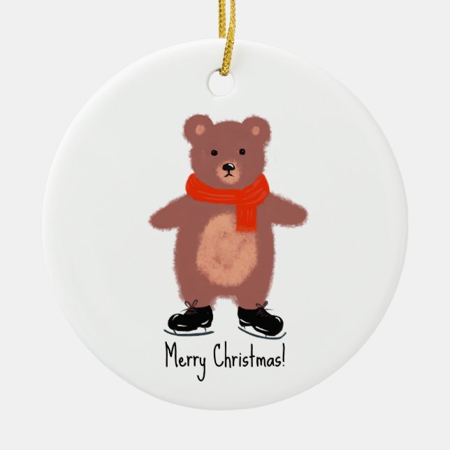 Funny bear Skaten Keramik Ornament (Vorne)