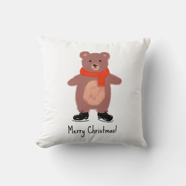 Funny bear Skaten Kissen (Vorderseite)