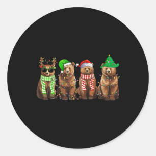 Funny Bear Weihnachtsbär Lover Xmas Bear Ho Runder Aufkleber