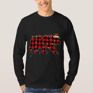 Funny Bear Weihnachtsbaum Rote Karierte Weihnachts T-Shirt