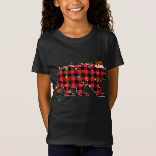 Funny Bear Weihnachtsbaum Rote Karierte Weihnachts T-Shirt