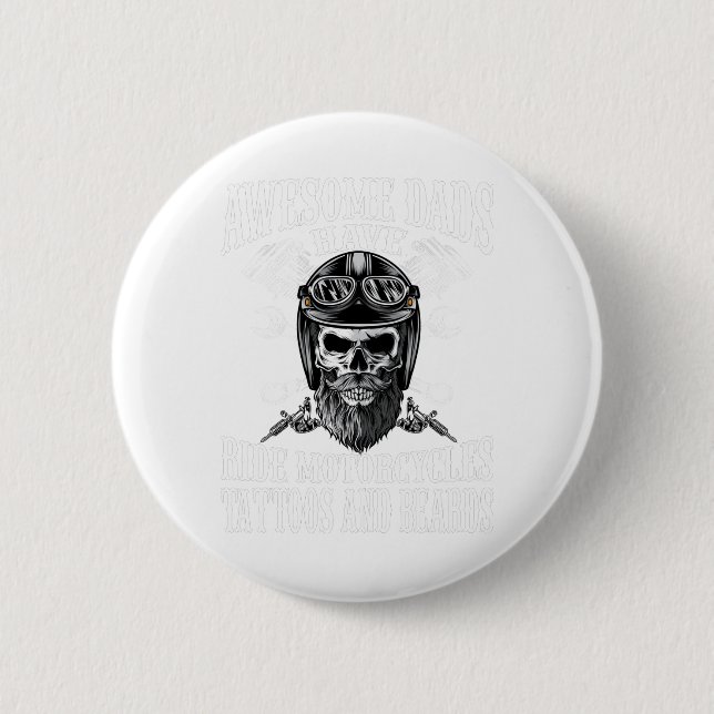 Funny Beard Shirt Phantastischer Vater Bart Tattoo Button (Vorderseite)