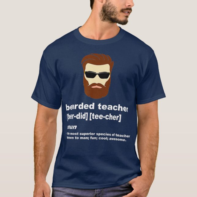 Funny Beard Teacher Lehrer Wertgutschein T-Shirt (Vorderseite)