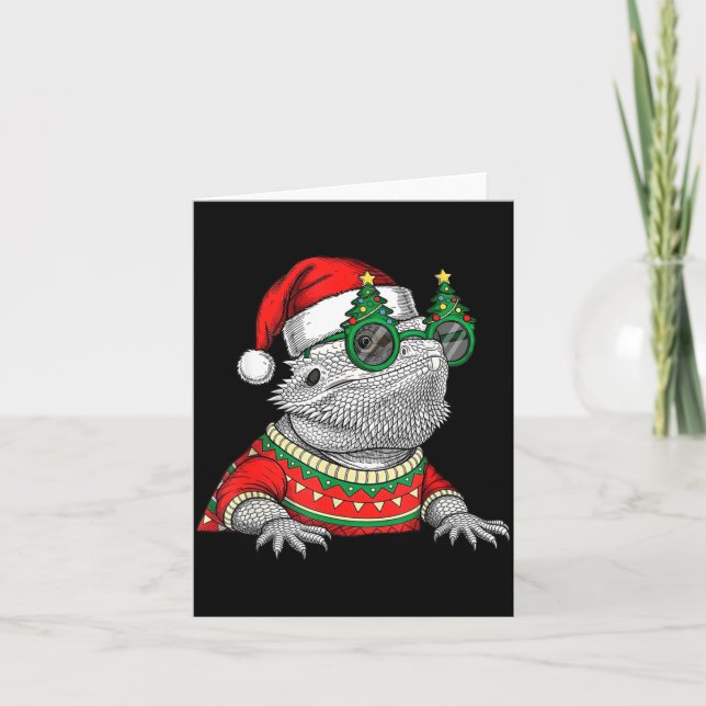 Funny Bearded Dragon Santa Hat Christmas  Karte (Vorderseite)