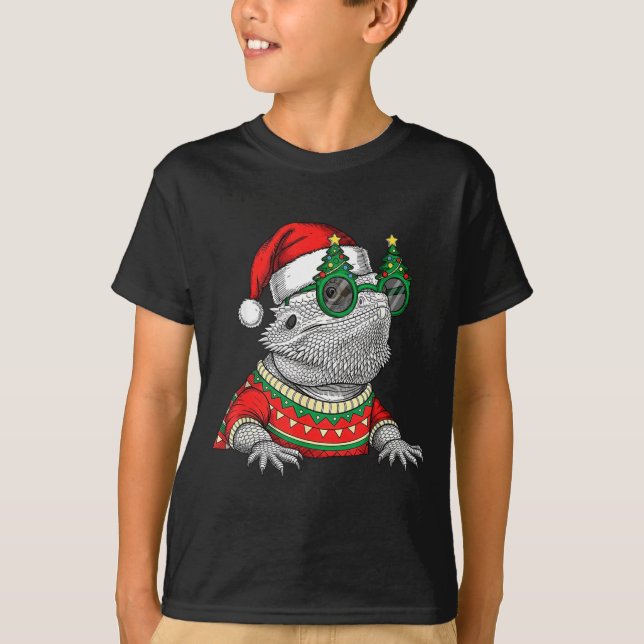 Funny Bearded Dragon Santa Hat Christmas  T-Shirt (Vorderseite)