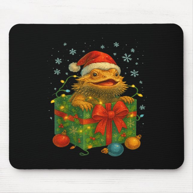 Funny Bearded Dragons Santa Christmas Tree Lights  Mousepad (Vorne)