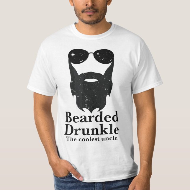 Funny Bearded Drunkle Drunk Uncle Drinking Gift T-Shirt (Vorderseite)