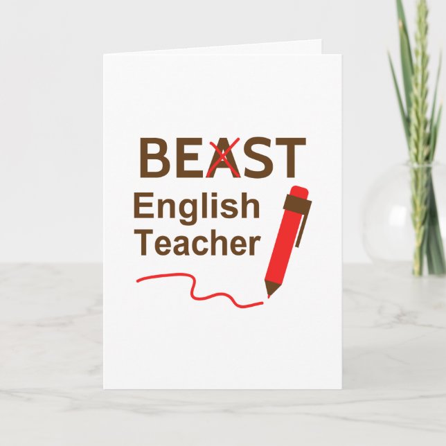 Funny Beast oder Best English Teacher Dankeskarte (Vorderseite)