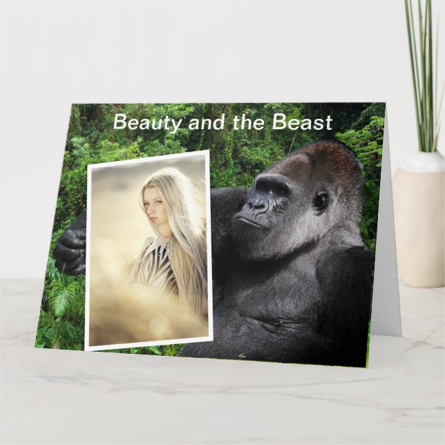 Funny Beauty and Beast Gorilla Karte (Vorderseite)