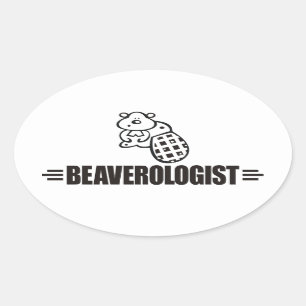 Funny Beaver Ovaler Aufkleber