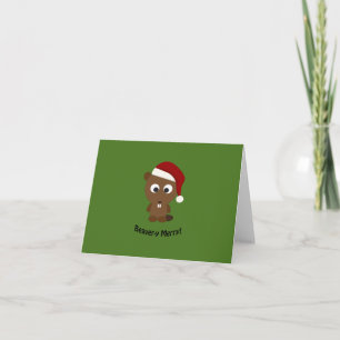 Funny Beaver-y Merry! Santa Beaver Feiertagskarte