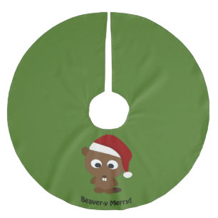 Funny Beaver-y Merry! Santa Beaver Polyester Weihnachtsbaumdecke