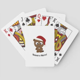 Funny Beaver-y Merry! Santa Beaver Spielkarten