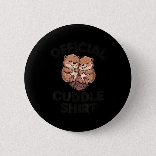 Funny Beavers Hugging Cuddle  Button (Vorderseite)