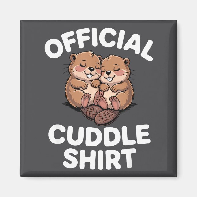 Funny Beavers Hugging Cuddle  Magnet (Vorne)