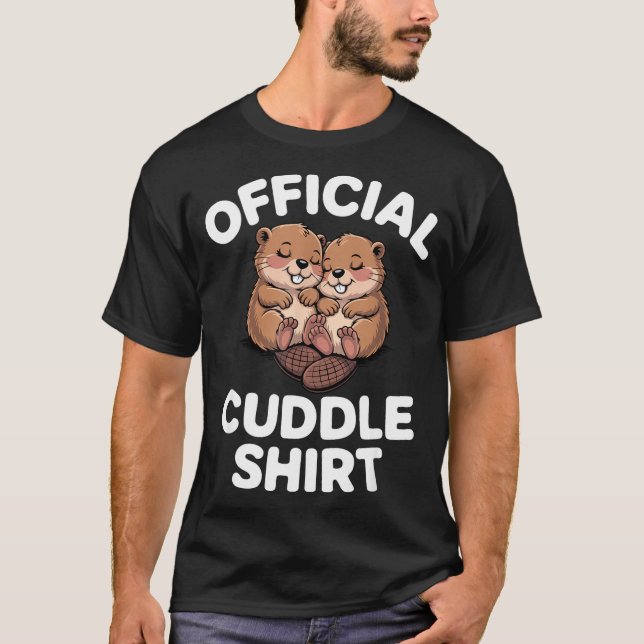 Funny Beavers Hugging Cuddle  T-Shirt (Vorderseite)