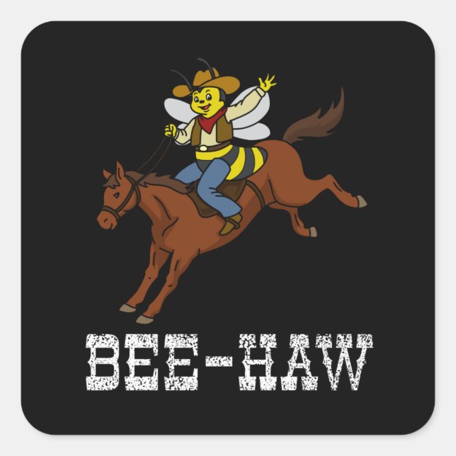 Funny Bee Geschenk Kinder Cowboy Geschenke Jungen  Quadratischer Aufkleber (Vorderseite)