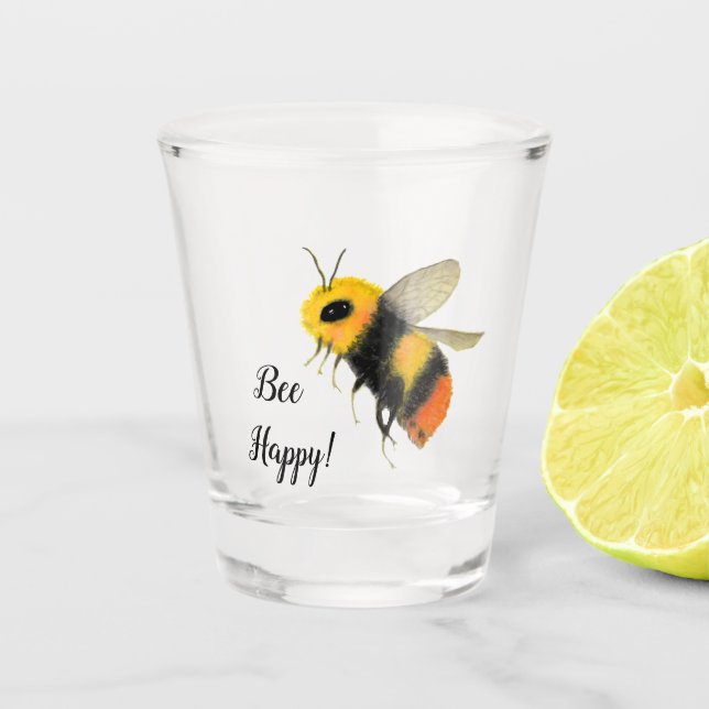 Funny Bee Happy Schnapsglas (Vorderseite)