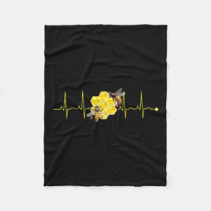 Funny Bee Heartbeat Natur Buzzing Insect Lov Fleecedecke