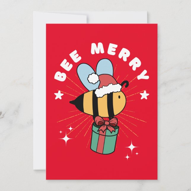 FUNNY BEE MERRY CHRISTMAS PRESSE CARTE (Devant)