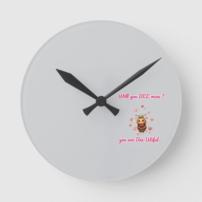 Funny Bee Pun Valentine  Runde Wanduhr (Vorderseite)