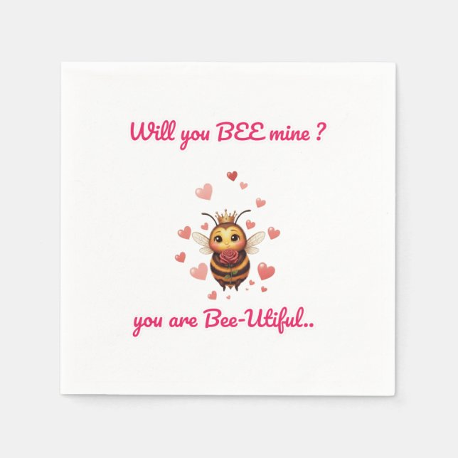 Funny Bee Pun Valentine  Serviette (Vorderseite)