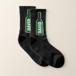 Funny beer bottle custom name sport socks for men socken<br><div class="desc">Funny beer bottle custom name sport socks for men. Humorous design for guys who love drinking beer. Add your own custom name or monogram letters to make a unique pair of socks. Cool Birthday or Christmas Holiday gift idea for him. Black or custom background color. Fun present for beer lover,...</div>