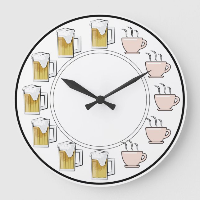 Funny Beer & Coffee Clock  Große Wanduhr (Vorderseite)