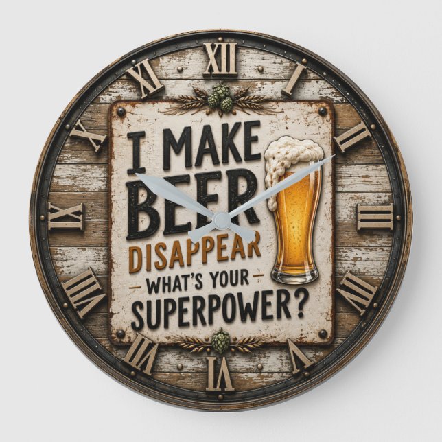 Funny Beer  Große Wanduhr (Vorderseite)