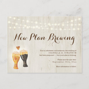 Funny Beer Hochzeit verschoben Ankündigung Postkar