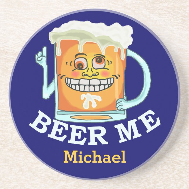 Funny Beer Me Grinsen Cartoon Tasse Sandstein Untersetzer (Vorne)