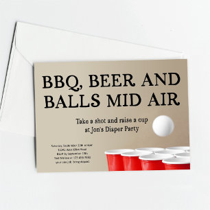 Funny Beer Pong GRILLEN Diaper Party Einladung