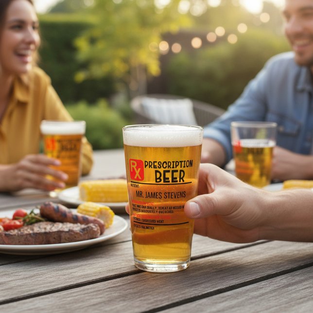 Funny Beer Prescription Personalisiert Name Beer Glas (Von Creator hochgeladen)