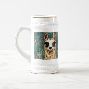 Funny Beer Stein mit Curious Llama Bierglas