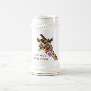 Funny Beer Stein mit spielerischer Giraffe - Läche Bierglas