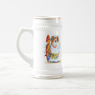 Funny Beer Stein Sommer Snowman Surfer Drinks Bierglas