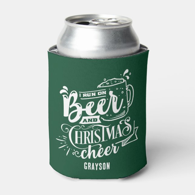 Funny Beer und Weihnachtsmann Name Can Cooler Dosenkühler (Kanne Vorderseite)