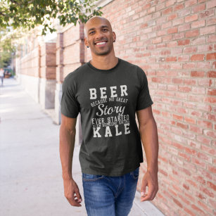 Funny Beer versusus Kale Wisdom Zitat Wordart T-Shirt