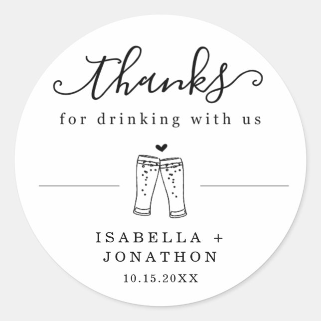 Funny Beer Wedding Danke / Danke Sticker (Vorderseite)