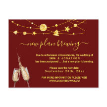 Funny Beer Wedding Postponement Ankündigung Postc