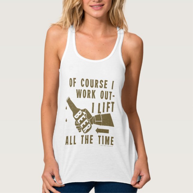 Funny Beer Work Out Spaß in Brown Tank Top (Vorderseite)